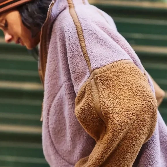 Free People Movement Mountain High Purple and Tan Sherpa Fleece Pullover - Picture 3 of 5